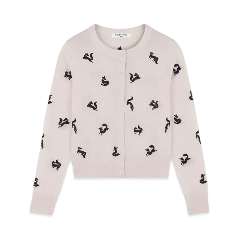 Maison Kitsune Fancy Fox Embroidered Cardigan "Fresh Cotton"