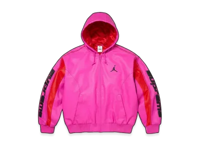 Supreme x Jordan Hooded Leather Jacket "Pink"
