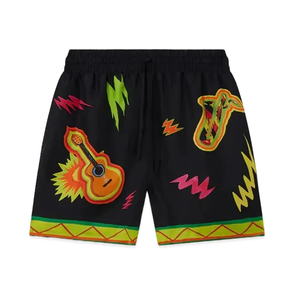 Casablanca Music For The People Silk Shorts "Black"