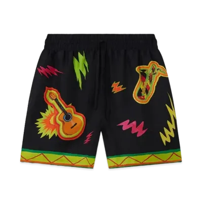 Casablanca Music For The People Silk Shorts "Black"
