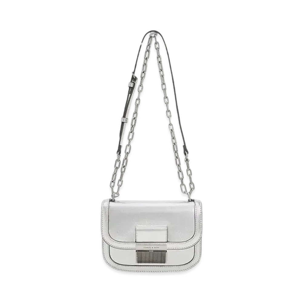 CHARLES & KEITH Charlotte Chain Handle Bag "Silver"