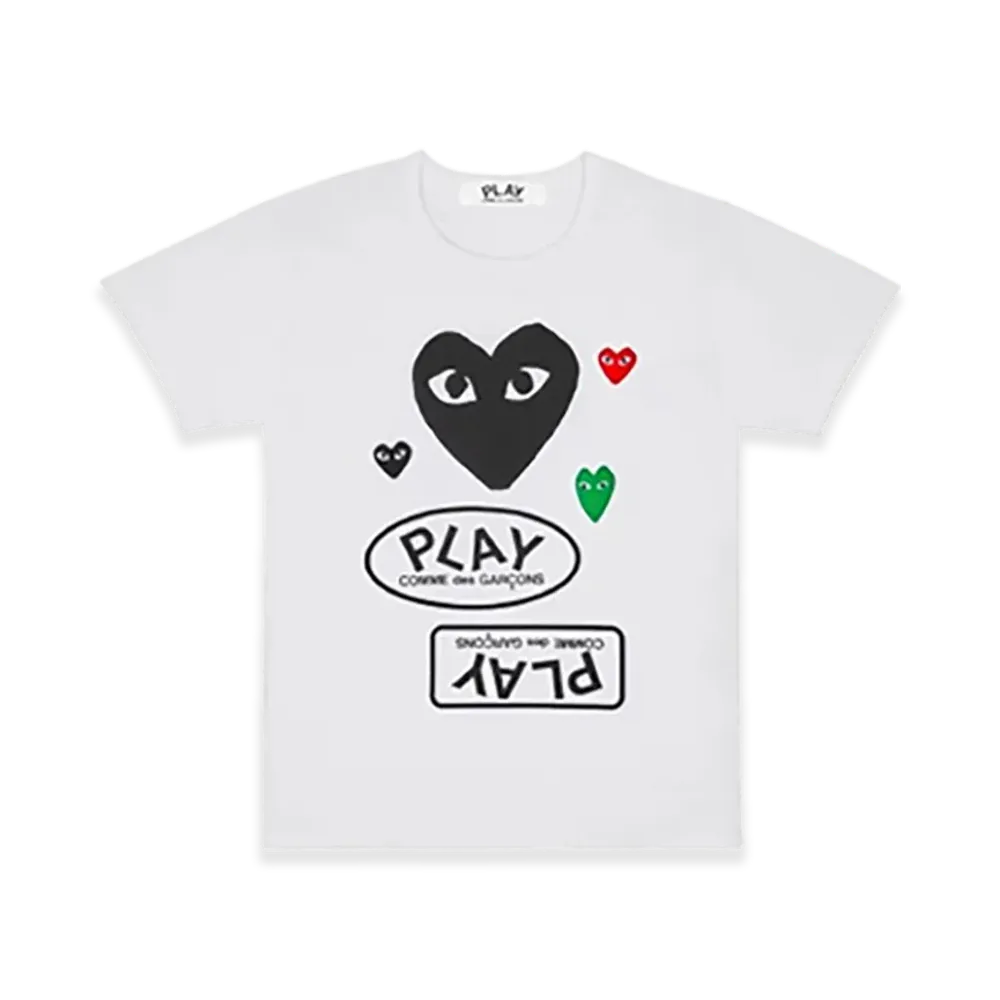 PLAY COMME des GARCONS Multi Logo Short Sleeve T-Shirt "White"
