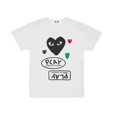 PLAY COMME des GARCONS Multi Logo Short Sleeve T-Shirt "White"