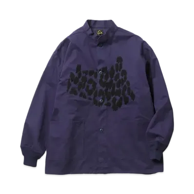 NEEDLES x NOMA t.d. S.C. Army Shirt - Leopard / Hand Emboidery "Purple"