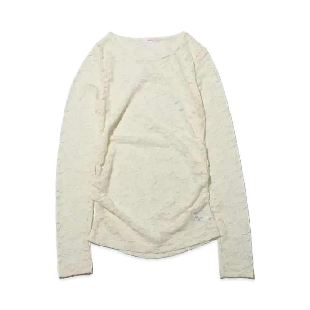 atmos pink Ruched Lace Tops "White"