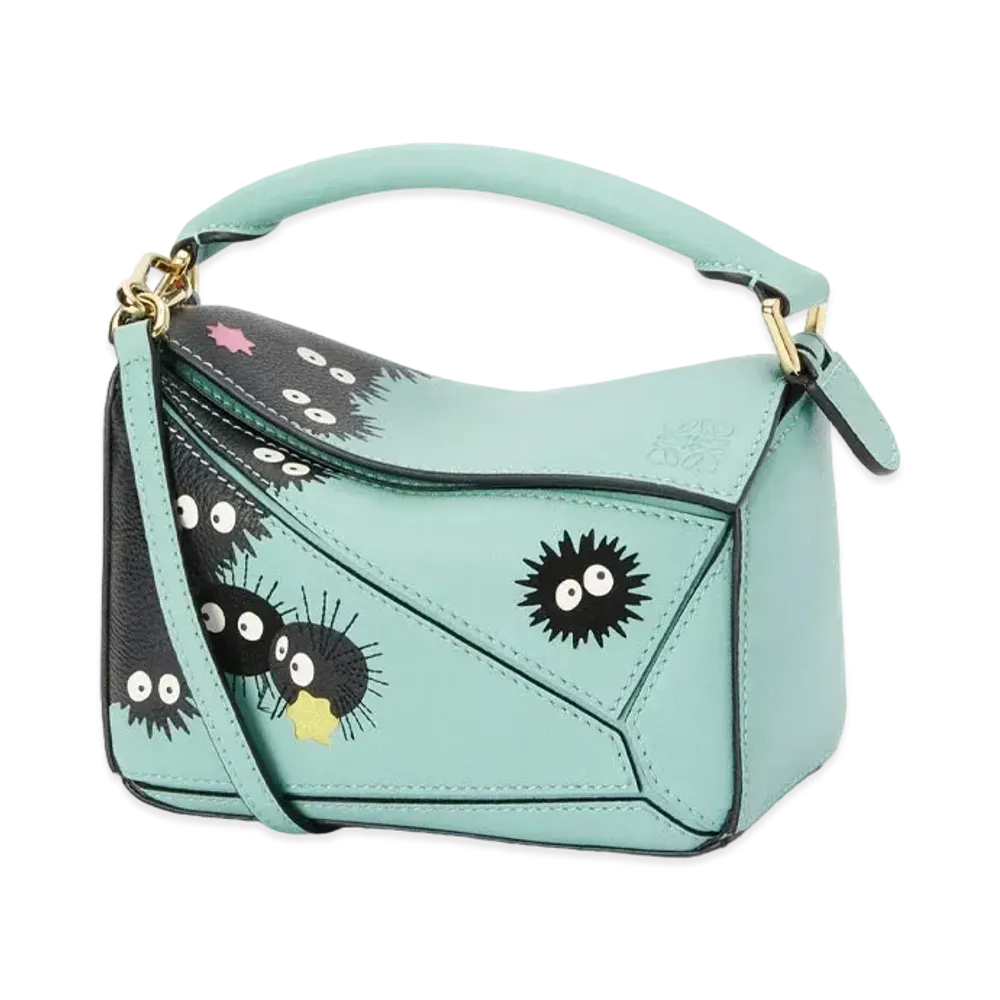 LOEWE x Spirited Away Susuwatari Mini Puzzle Bag In Classic Calfskin "Fresh Mint"