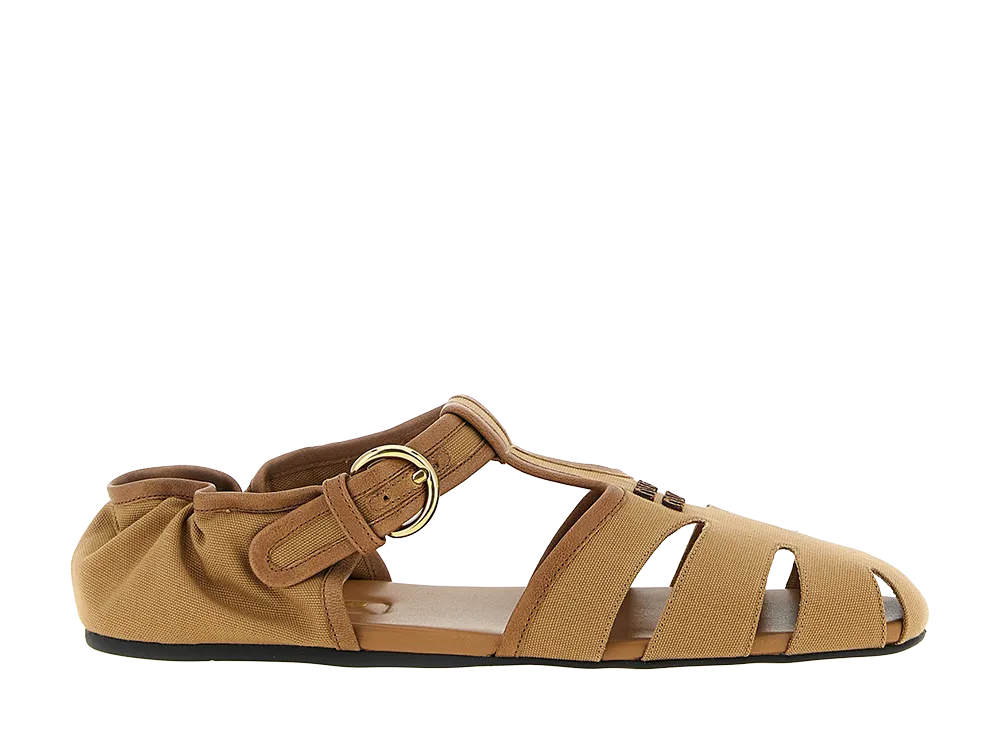 MIU MIU Women's Ruches Sandals "Brown"