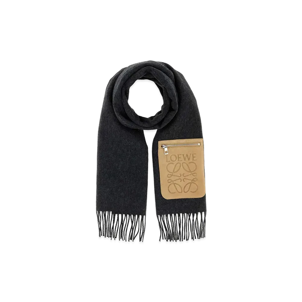 LOEWE Charcoal Wool Blend Scarf "Grey"