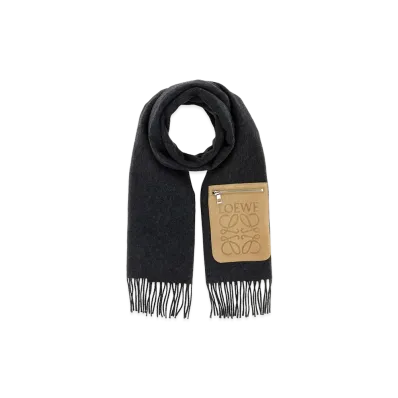 LOEWE Charcoal Wool Blend Scarf "Grey"