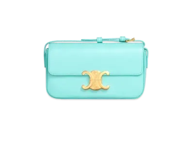CELINE Triomphe Shoulder Bag in Shiny Calfskin "Turquoise"