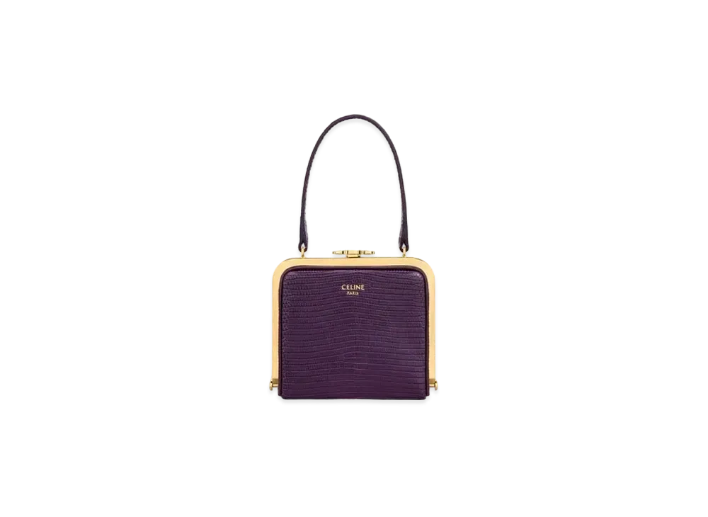 CELINE Triomphe Minaudiere In Lizard "Aubergine"