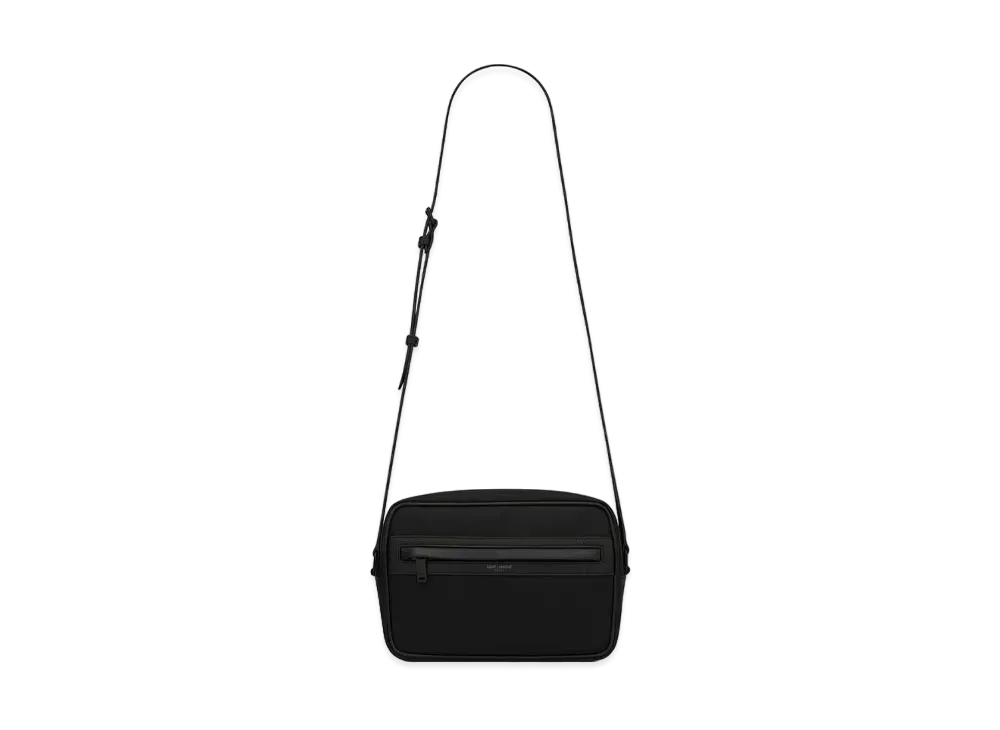 SAINT LAURENT Camp Camera Bag In Nylon And Lambskin "Black"
