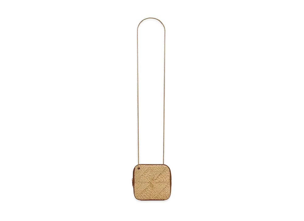 Saint Laurent Jamie Cube Bag In Raffia Crochet And Smooth Leather "Beige Naturel"