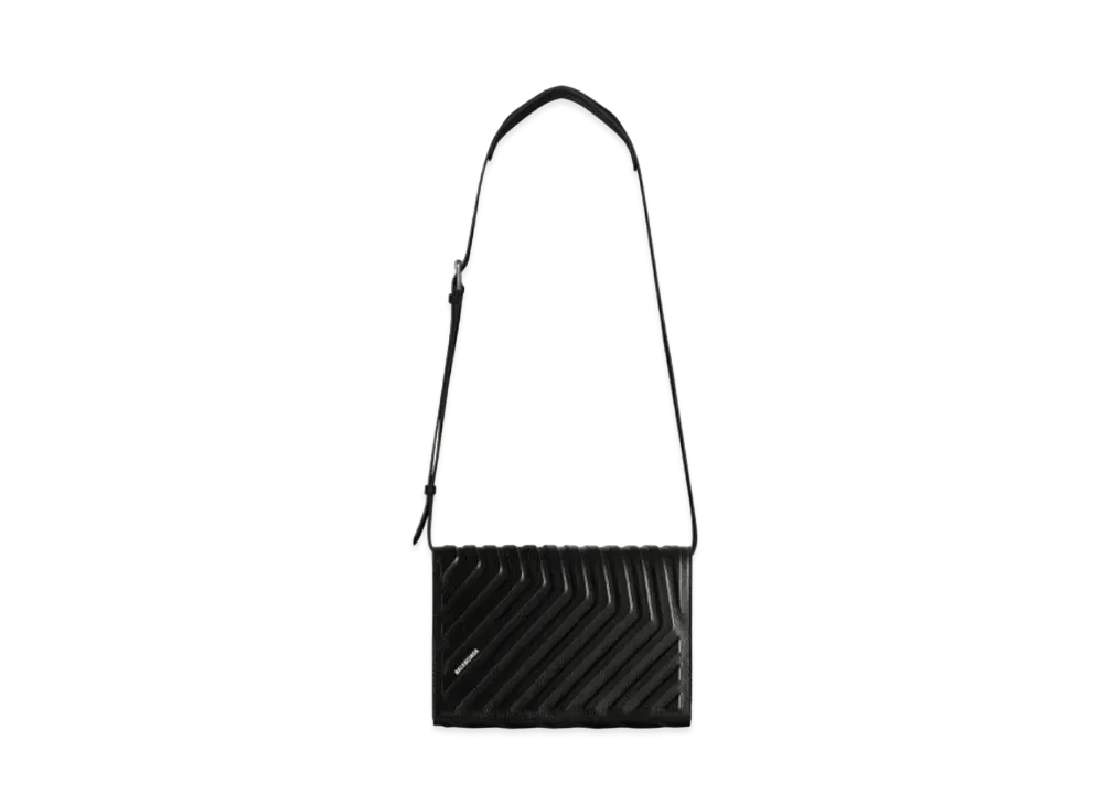 BALENCIAGA Car Flap Bag With Strap In Grained Calfskin "Black"