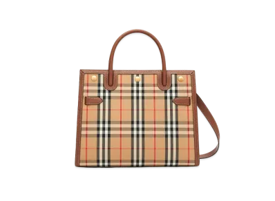 Burberry Mini Vintage Check Two Handle Title Bag "Archive Beige"