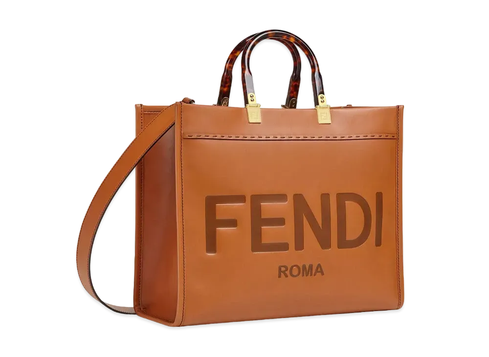 FENDI Sunshine Medium Leather Shopper "Brown"