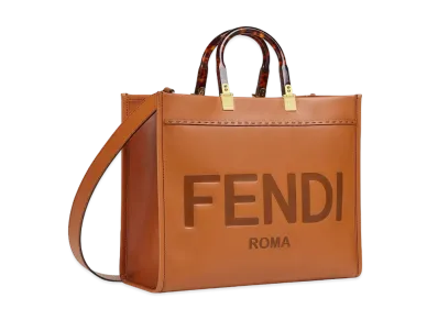 FENDI Sunshine Medium Leather Shopper "Brown"
