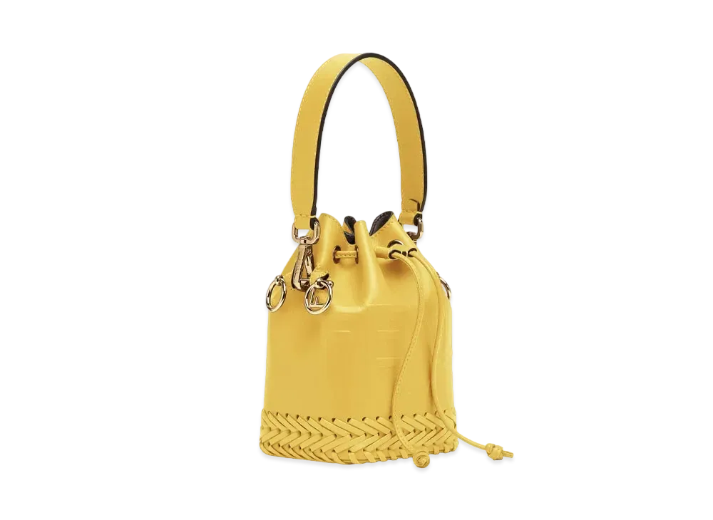 FENDI Montresol Leather Mini Bag Decoration Stitch "Yellow"