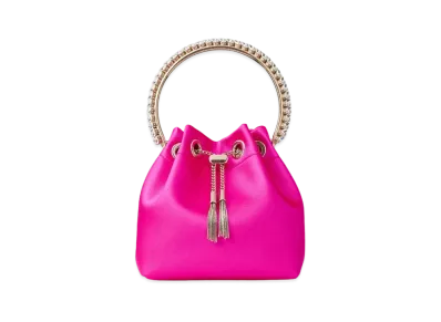 Jimmy Choo Bon Bon Satin Bag With Crystal Handle "Fuchsia"