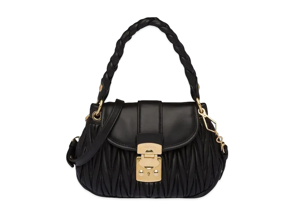 MIU MIU Miu Cofer Matelase Leather Handbag "Black"
