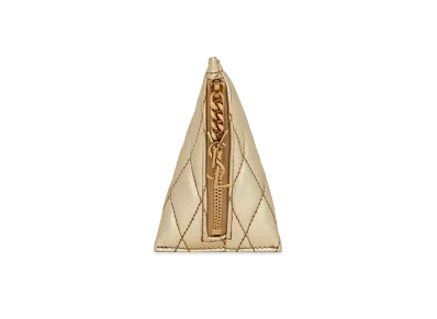 SAINT LAURENT Berlingo Charm In Quilted Lame Leather "Pale Gold"