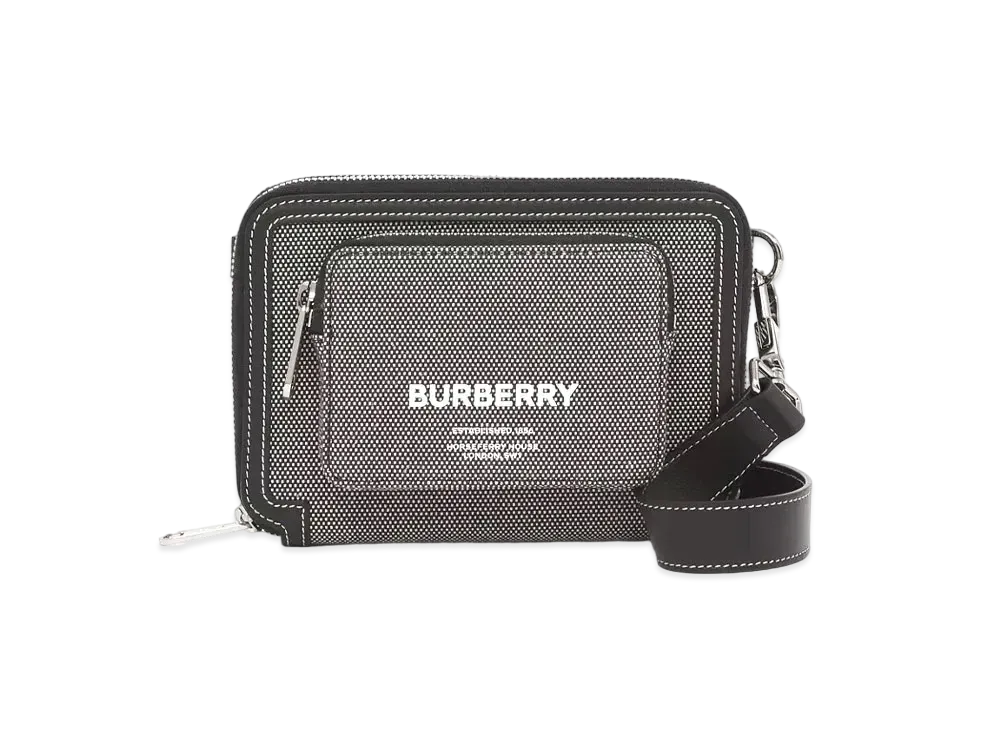 Burberry Horse Ferry Print Cotton Canvas Cross Body Bag "Gray"