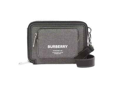 Burberry Horse Ferry Print Cotton Canvas Cross Body Bag "Gray"