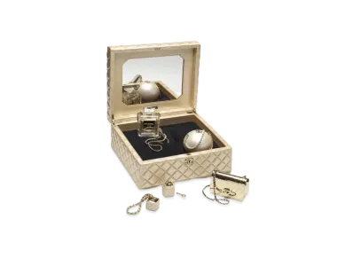 CHANEL Evening Bag Set Lambskin Gold Metal & Plexi "Gold/Transparent/White"