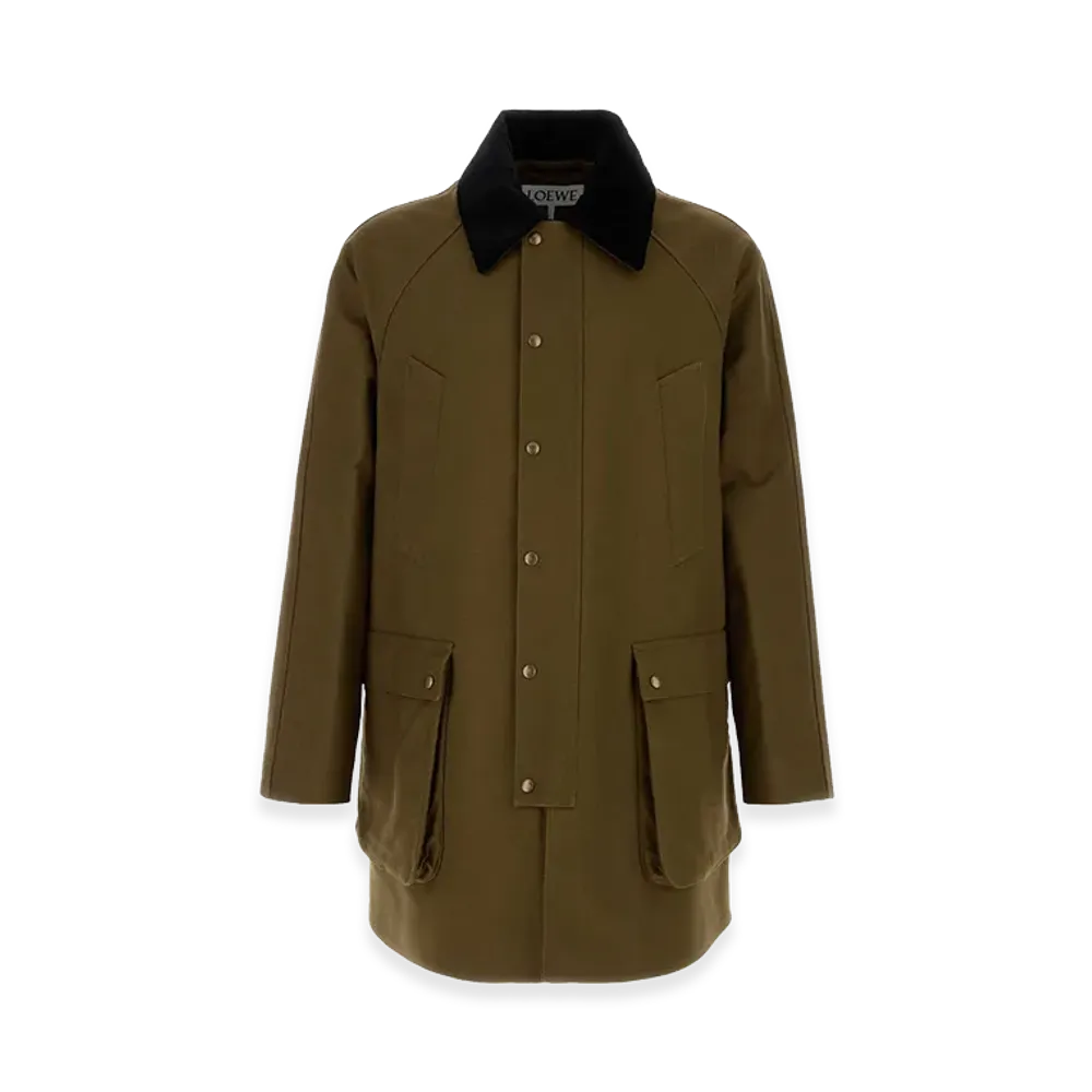 LOEWE Khaki Cotton Overcoat "Green"