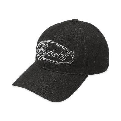 X-Girl Women's Rhinestone Oval Logo 6Panel Denim Cap "Black"