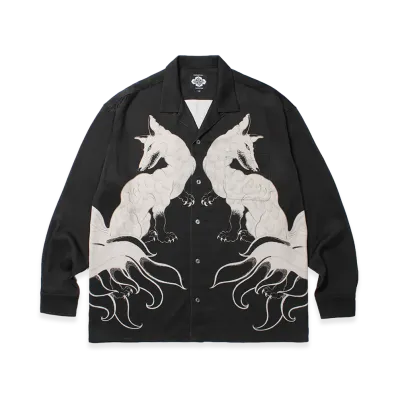 APHRODITEGANG GAKKIN x BUDSPOOL Hakubokuko L/S Hawaiian Shirt "Black"
