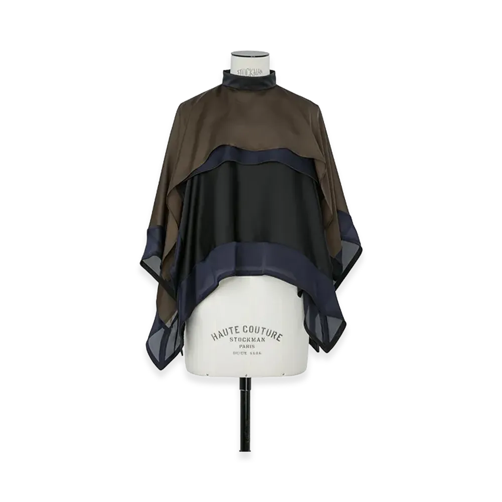 sacai Women's Satin x Chiffon Pullover "Black/Navy"