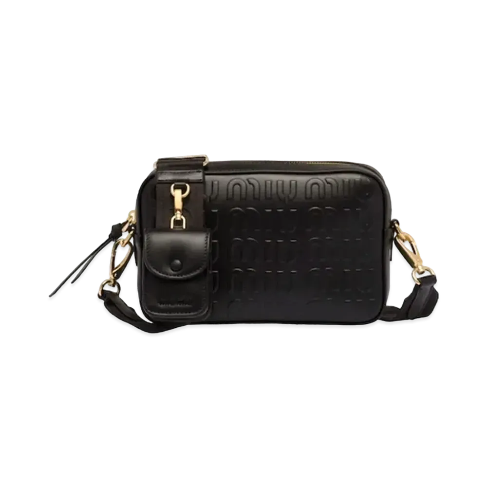 MIU MIU Embos Logo Leather Bag "Black"
