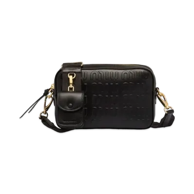 MIU MIU Embos Logo Leather Bag "Black"