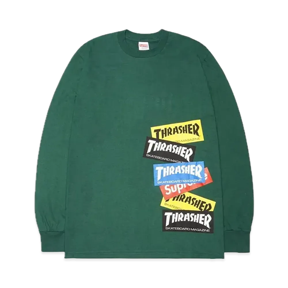 Supreme x THRASHER Multi Logo L/S Tee "Dark Green"