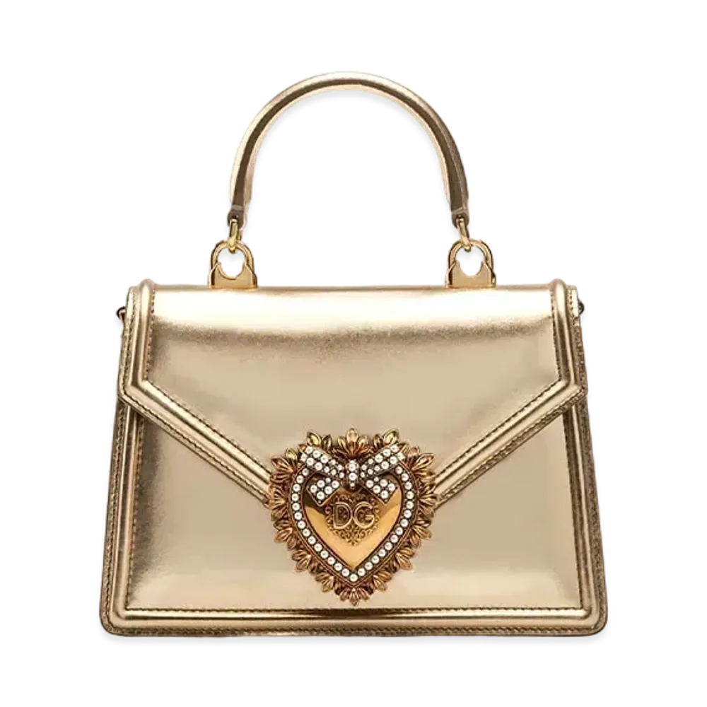 Dolce&Gabbana Devotion Bag Small Moldore Papa Leather "Gold"
