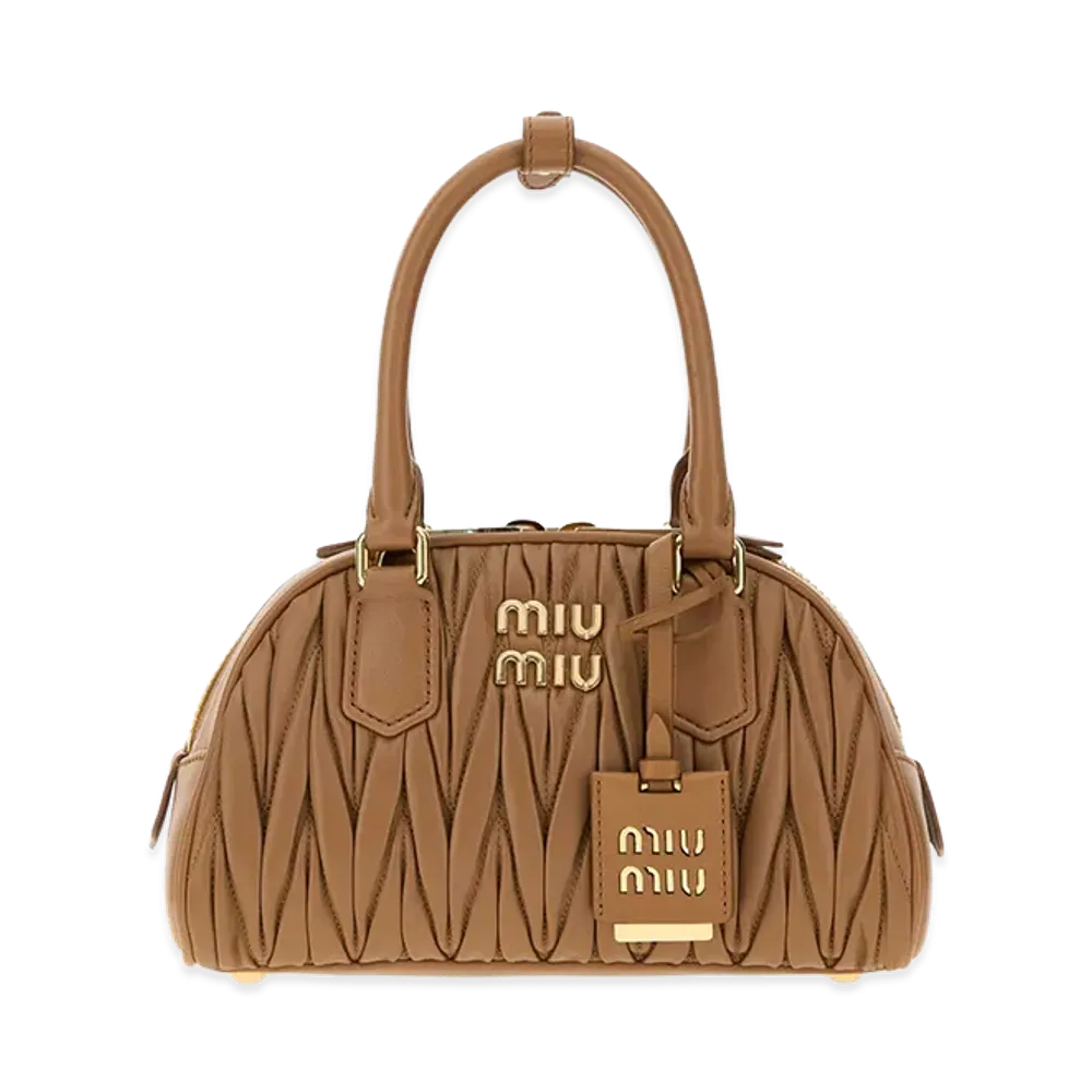MIU MIU Women's Nappa Leather Arcadie Handbag "Camel"