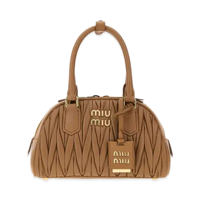 MIU MIU Women's Nappa Leather Arcadie Handbag "Camel"