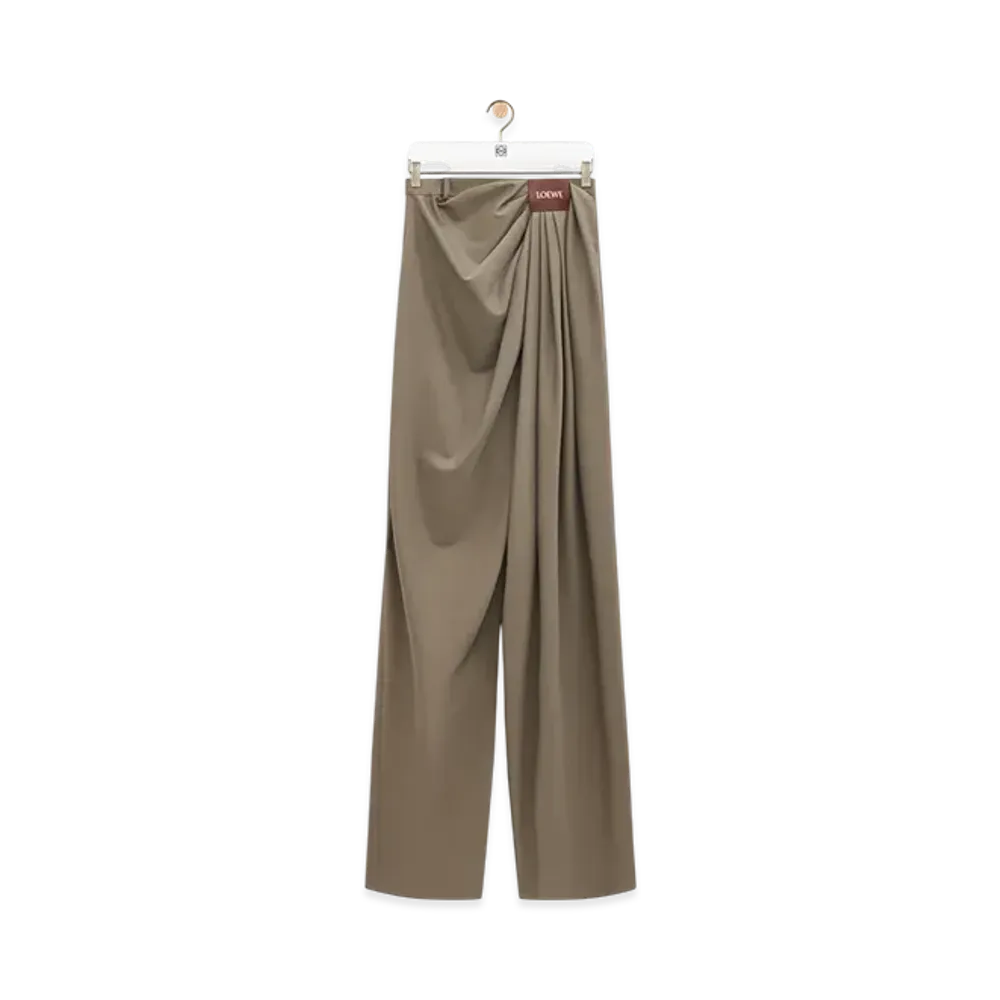 LOEWE Draped Trousers "Khaki Brown"