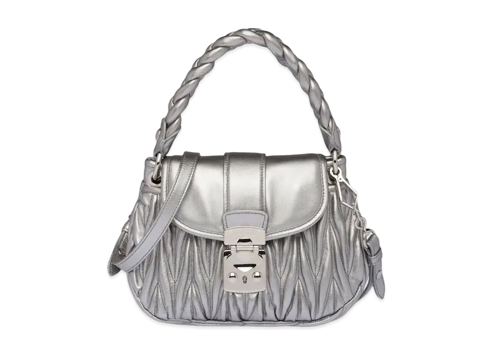 MIU MIU Miu Cofer Materasse Leather Handbag "Silver"