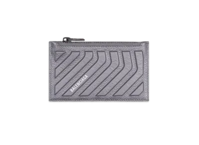 BALENCIAGA Car Long Coin And Card Holder In Grained Calfskin "Dark Gray"