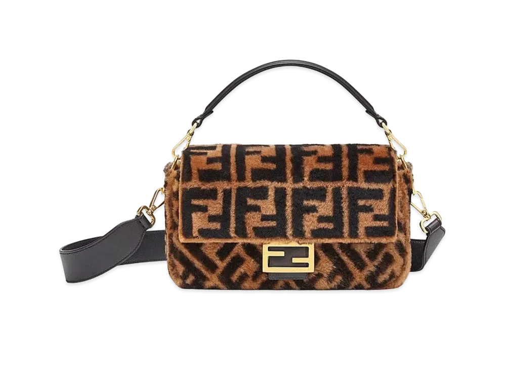 FENDI Baguette Sheepskin Bag "Brown"
