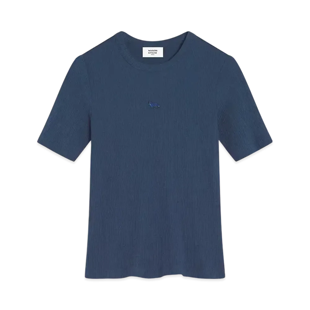 Maison Kitsune Baby Fox Rib Fit T-Shirt "Ink Blue"