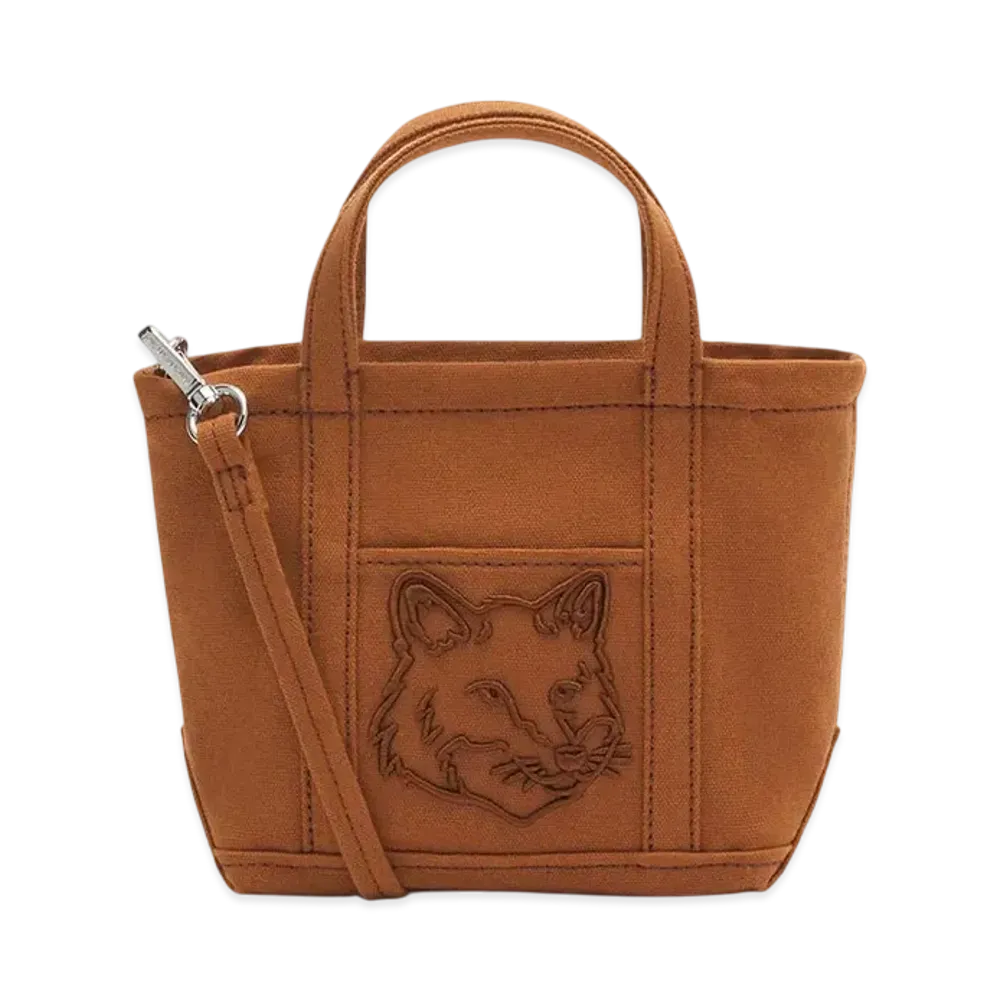 Maison Kitsune Fox Head Mini Tote "Fawn Brown"