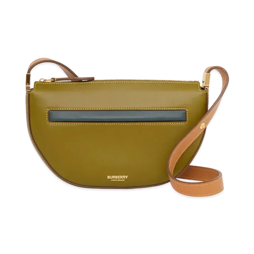 Burberry Mini Colour Block Leather Zip Olympia Bag "Juniper Green"