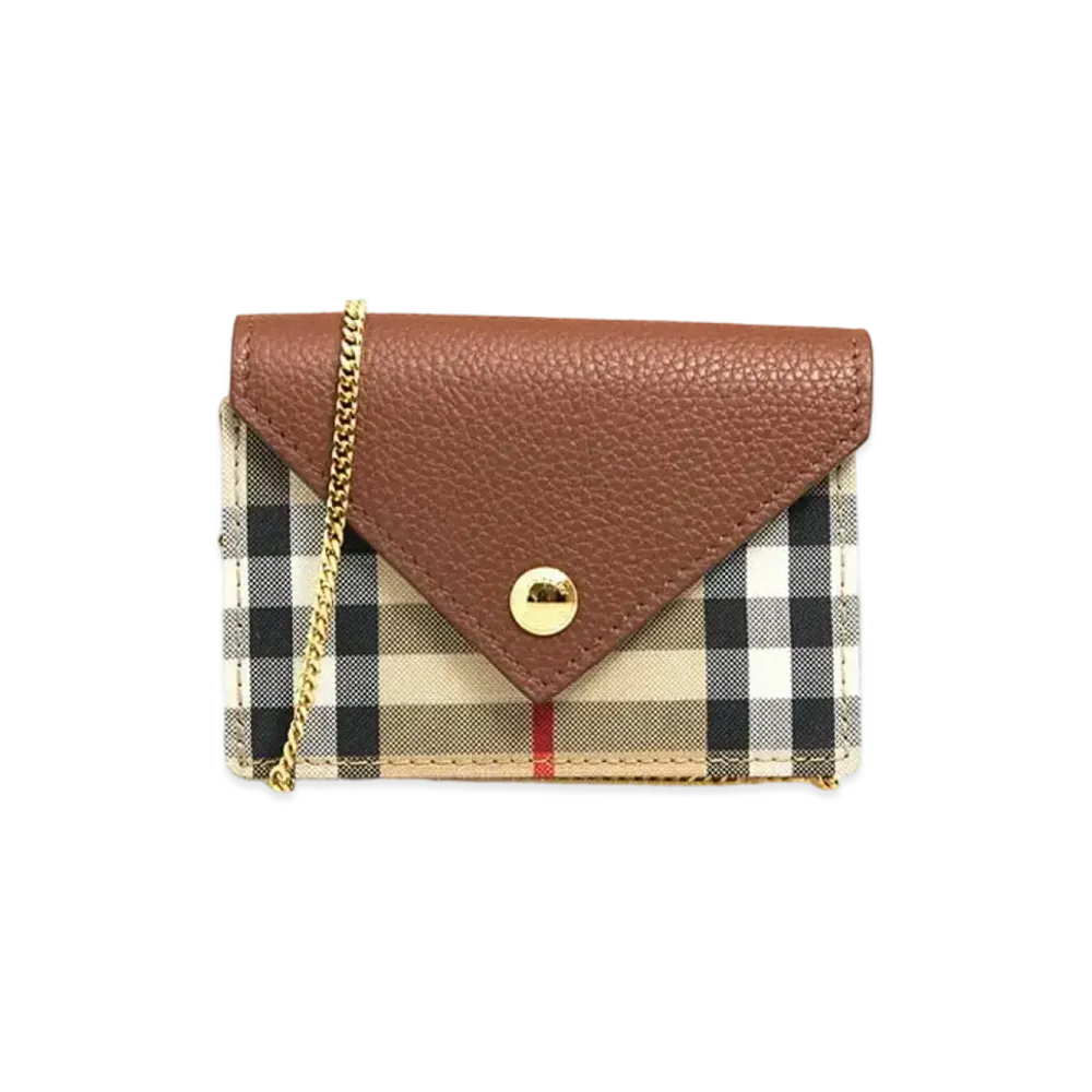 Burberry Vintage Check and Leather Card Case with Strap "Tan"
