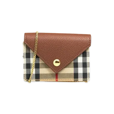 Burberry Vintage Check and Leather Card Case with Strap "Tan"