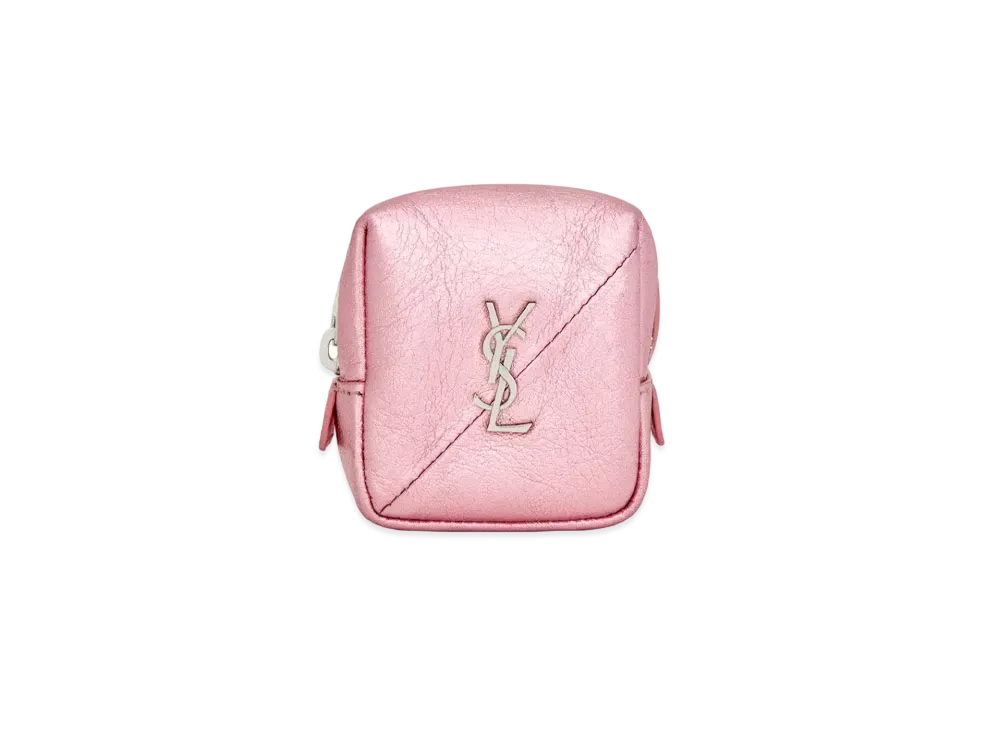 SAINT LAURENT Jamie Cube Charm In Lame Leather "Pink Gold"