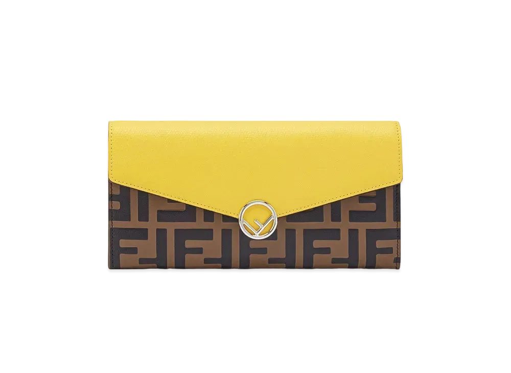 FENDI Continental Purse Leather Wallet "Brown"