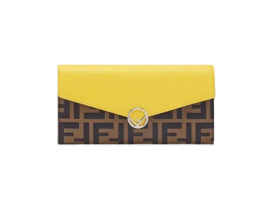 FENDI Continental Purse Leather Wallet "Brown"